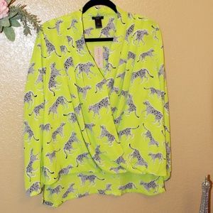 Ann Taylor Lime cheetah blouse